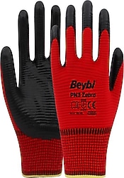 Beybi PN3 Zebra Polyester Örme Nitril 9 Numara İş Eldiveni