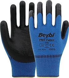 Beybi PN5 Zebra Polyester Örme Nitril 10 Numara 288 Çift İş Eldiveni