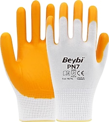 Beybi PN7 Polyester Örme Yarı Nitril 10 Numara 12 Çift İş Eldiveni