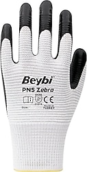 Beybi PN5 Zebra Polyester Örme Nitril 10 Numara İş Eldiveni