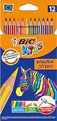 Bic Evolution Stripes 12 Renk Kuru Boya Kalemi
