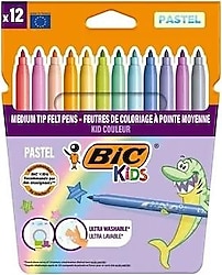 Bic Kids Couleur 520084 Ultra Yıkanabilir Pastel 12'li Keçeli Kalem Seti