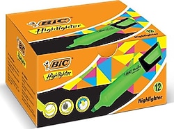 Bic Marking Flat Highlighter 12'li Yeşil Fosforlu Kalem