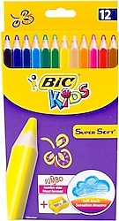 Bic Kids Supersoft Jumbo 12 Renk Kuru Boya Kalemi