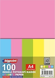 Bigpoint A4 Renkli Fotokopi Kağıdı 5 Pastel Renk 100'lü Paket