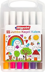 Bigpoint Jumbo 12 Renk Plastik Kutu Keçeli Kalem