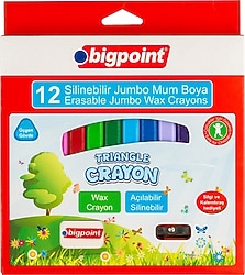 Bigpoint Wax Crayon Jumbo Silinebilir 12'li Mum Boya