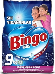 Bingo Matik Sık Yıkanan Beyazlar ve Renkliler için 9 kg Toz Deterjan