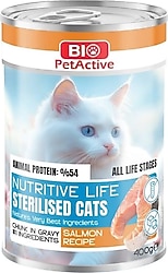 Bio PetActive Nutritive Life Somonlu 400 gr Kısırlaştırılmış Yetişkin Konserve Kedi Maması