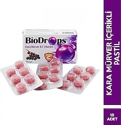 Biodrops Kara Mürver ve C Vitaminli 18'li Pastil