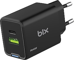 Bix BX2P46G 45 W Siyah Hızlı Şarj Adaptörü