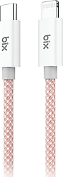 Bix T3CL 1 m Pembe Type-C to Lightning Hızlı Şarj Kablosu