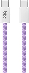 Bix T4CC 1 m Mor Type-C to Type-C Hızlı Şarj Kablosu