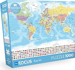 Blue Focus Dünya Haritası 1000 Parça Puzzle BF430
