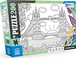 Blue Focus Kule Köprüsü Boyanabilir 200 Parça Puzzle BF388