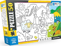 Blue Focus Neşeli Çiftlik 50 Parça Boyanabilir Puzzle BF382