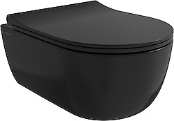 Bocchi V-Tondo Rimless 1417-005-0128 Kısa Parlak Siyah Asma Klozet