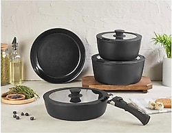 Bondy Amercook Siyah Seramik 8 Parça Tencere Seti