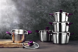 Bonera Etna Colour 10 Parça Çelik Tencere Seti