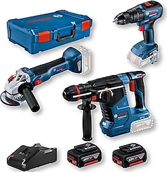 Bosch GBH 187 Li + GWS 18V-10 + GSR 18V-50 Elektrikli El Aletleri Seti