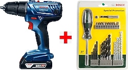 Bosch GSR 180-LI 18 V Akülü Matkap + 27 Parça Uç Seti