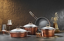 Brioni Copper 7 Parça Tencere Seti
