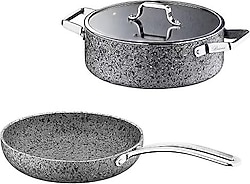 Brioni Stone-Age 3 Parça 26 cm Tava ve Basık Tencere Seti