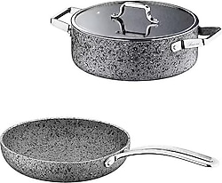Brioni Stone-Age 3 Parça 28 cm Tava ve Basık Tencere Seti