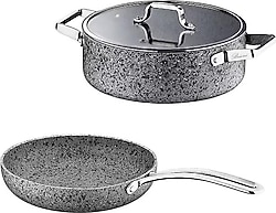 Brioni Stone-Age 3 Parça 30 cm Tava ve Basık Tencere Seti
