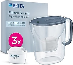 Brita Style Essential XL Taş Mavisi 3.6 lt Pure Performance 3 Filtreli Su Arıtma Sürahisi