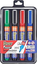 Brons BR-9700 Kesik Uç 4'lü Permanent Marker Kalem Seti