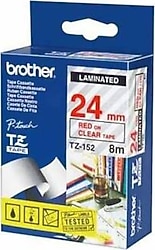 Brother TZ-152 24 mm Kırmızı Lamine Etiket