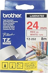 Brother TZE-252 24 mm Kırmızı Lamine Etiket