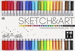 Bruno Visconti Sketch&Art Çift Taraflı 48'li Brush-Fineline Keçeli Kalem Seti