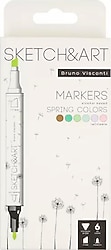 Bruno Visconti Sketch&Art Bahar Manzarası 6'lı Çift Taraflı Marker Kalem Seti