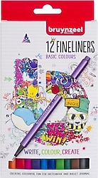 Bruynzeel 0.4 mm Basic 12'li Fineliner Keçeli Kalem Seti