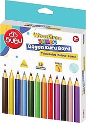 Bubu Woodfree Jumbo 12'li Üçgen Kuru Boya Seti