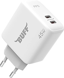 Buff BL62-2C 45 W Type-C Beyaz Hızlı Şarj Adaptörü