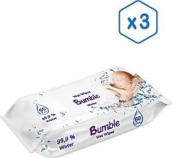 Bumble Water 60 Yaprak 3'lü Paket Islak Mendil
