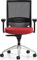 Bürotime Cozy 3D Kol Alüminyum Ayaklı Çalışma Koltuğu Kırmızı-Siyah