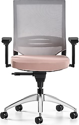 Bürotime Cozy 3D Kol Alüminyum Ayaklı Çalışma Koltuğu Somon-Gri