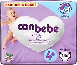 Canbebe 4+ Numara Maxi Plus Aylık Ekonomik Paket 136'lı Bebek Bezi