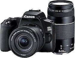Canon EOS 250D + 18-55mm + 75-300mm Lens DSLR Fotoğraf Makinesi