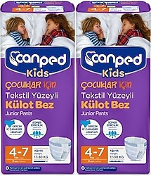 Canped Kids Tekstil Yüzeyli 4-7 Yaş 9'lu 2 Adet Çocuk Külotlu Hasta Bezi