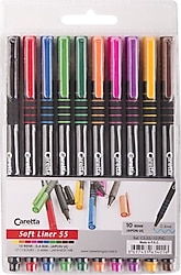 Caretta Softliner 55 0.4 mm 10 Renk Keçeli Kalem