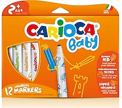 Carioca Baby Jumbo Süper Yıkanabilir 12 Renk Keçeli Boya Kalemi