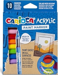 Carioca Acrylic 10'lu Fırça Uçlu Paint Marker Kalem Seti