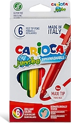 Carioca Jumbo Süper Yıkanabilir 6 Renk Keçeli Boya Kalemi