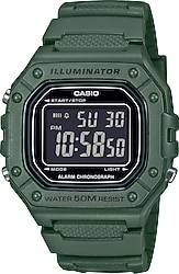 Casio Standart W-218H-3BVDF Silikon Kordon Yeşil-Siyah Erkek Kol Saati