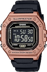 Casio Standart W-218HM-5BVDF Silikon Kordon Siyah-Rose Gold Erkek Kol Saati